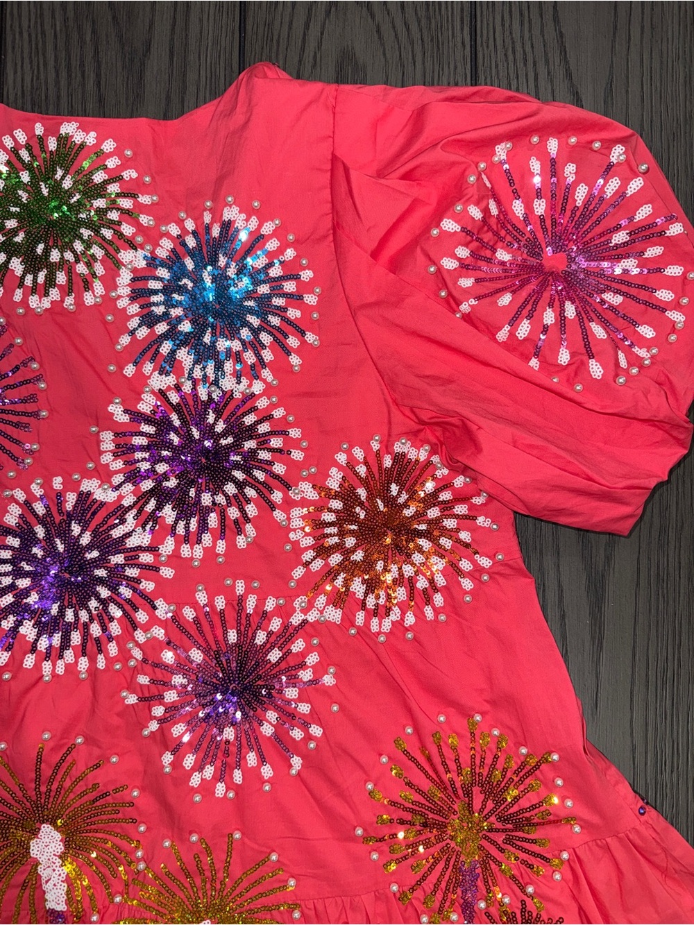 Queen of Sparkle Pink Firework Back Dress Size S Maximalist Festive Party Sequin - Picture 6 of 12